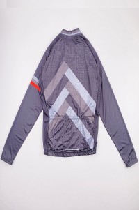 Bulk Custom Long Sleeve Cycling Shirts Order Grey Printed Zip Shirts Non-Slip Hem Racing Cycling Shirt Center SKCSCP021 front view